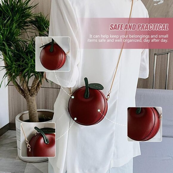 Fruit Shape Handbag PU Leather Small Crossbody Bag for Women Girls - Picture 4 of 7